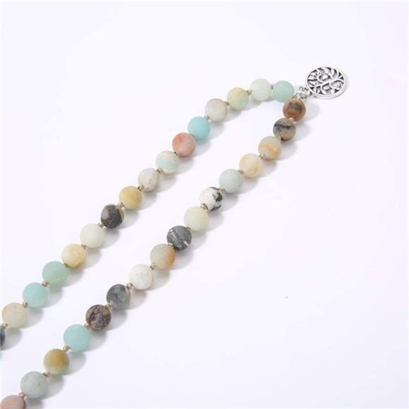 108 Mala Beads Necklace with Gem Stones & Tree of Life Pendant - Picture 2 of 5